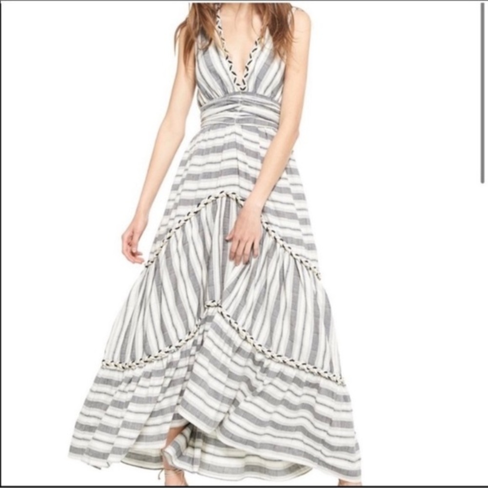 MISA Fournier Striped‎ Maxi Cotton Bohemian Dress Size Small